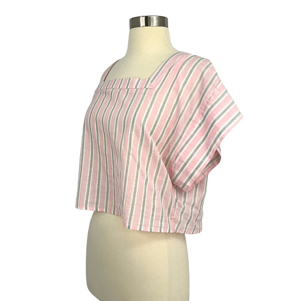 Mable Size S Sydney Square Neck Top & Skirt Set Pink Grey Stripe 100% Cotton - Picture 7 of 16